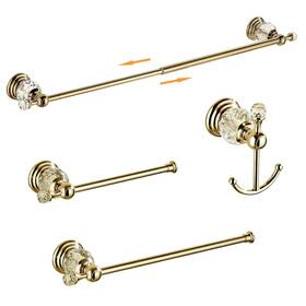 Mogfct Elm2001 Crystal Bathroom Hardware Set Adjustable Towel Rack Toilet Roll Paper Holder