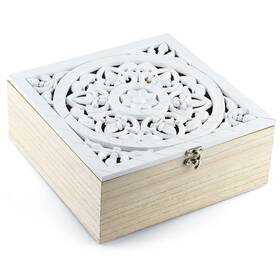 Moligou 616430911269 Wood Tea Bag Organizer 9 Compartment Storage Box With Floral Pattern Lid