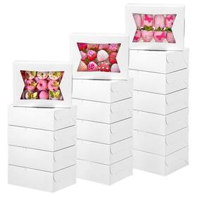 Bululuo2020011206 Moretoes 36pcs 8x6x2.5 Cookie Boxes With Window Strawberry Bakery For