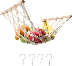 M001 Motarna Hanging Fruit Hammock With Hooks Basket Under The White