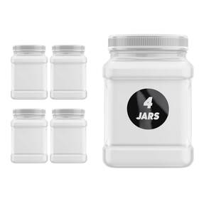 Mountain West 195507007635 Plastic Jars 32 Ounce Square Pinch Handle 4 Pack Clear Pet Containe Mountain West 195507007635 Plastic Jars 32 Ounce Square Pinch Handle 4 Pack Clear Pet Containe