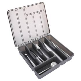 Reha1035c Mowouhn Silverware Organizer With Lid Plastic Utensil Drawer Covered Storag