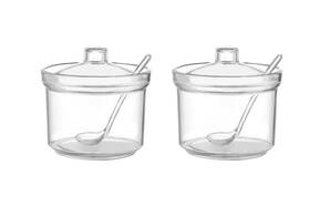 Mozacona 801362209109 2pcs Clean Acrylic Sugar Bowl Spice Jar Storage Pot With Lid And Spoon