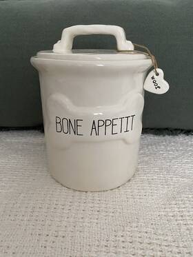 40220013 Mud Pie Ivory Inch Bon Appetit Ceramic Dog Treats Canister