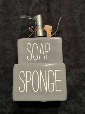 Mud Pie 718540509197 Soap Pump Dispenser And Sponge Holder Kitchen Bathroom Gray Brand New Mud Pie 718540509197 Soap Pump Dispenser And Sponge Holder Kitchen Bathroom Gray Brand New