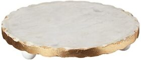 Mud Pie Marble Trivet 1 1/4inch X 8 1/2inch Dia Gold