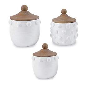 Mud Pie Raised Dotted Canister Set White Mud Pie Raised Dotted Canister Set White