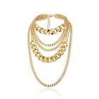 Multilayer Punk 80s Hip Hop Necklace Chunky Gold Neckacle Layered Cuban Chain St
