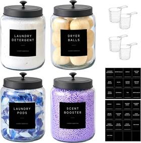 Muveka 764544322683 Glass Jars Laundry Containers With Lid 0.5 Gallon 64 Ounces 4 Pack Muveka 764544322683 Glass Jars Laundry Containers With Lid 0.5 Gallon 64 Ounces 4 Pack