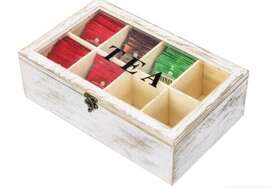 Mygift Kit1859whtws 8 Slot Whitewashed Wood Tea Bag Storage Box With Clear Acrylic Lid Mygift Kit1859whtws 8 Slot Whitewashed Wood Tea Bag Storage Box With Clear Acrylic Lid