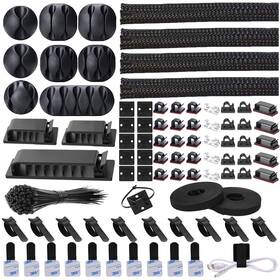 Norocme-1 N Norocme 192 Pcs Cable Management Kit 4 Wire Organizer Sleeve 11 Holde