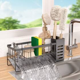 Nat Meya 762849335315 Net Large Capacity Kitchen Sink Caddy Organizer Rustproof Non-slip Spon