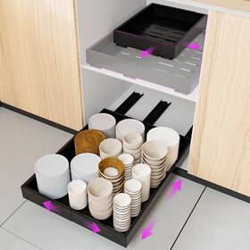 Natures Source Ds-4-xinb Pull Out Cabinet Organizer Expandable Width 12 Inch -20 And Depth 16 -22 Slide
