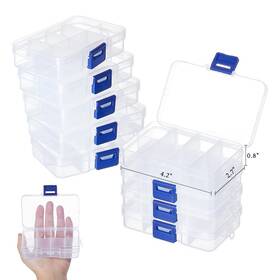 Con-r007-01-us6 Nbeads 10 Pack 8 Grids Mini Plastic Organizer Box 2.7x4.2x0.8inch Clear Plas
