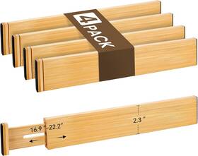 Ndd002 Ncue Bamboo Drawer Divider Set Of 4 Adjustable Spring-loaded Organizer 16.9 Inch