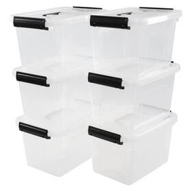 Neadas 737269768142 6 Quart Clear Plastic Latching Storage Boxes With Lids And Handles Packs