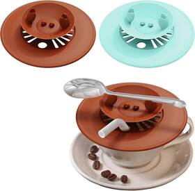 N9036 Neepanda 2 Pack Silicone Lids Cup Covers 4.3 Inch Drink Orange Clear Blue