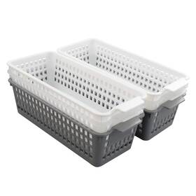 Nesmilers 737269786689 6-pack Slim Plastic Storage Baskets Bin Rectangle Basket Set