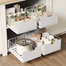 Ne-d1084-w6-2-us1 Netel 2 Pack Pull Out Cabinet Organizer Slide Drawers For Kitchen Cabine