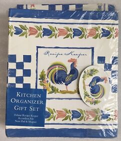 New Seasons Painted Rooster Recipe Keeper Book And Kitchen Organizer Set