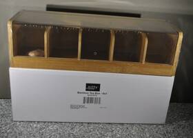 Nifty Solutions 729708089161 Bamboo Tea Box 5 Compartment Bag Storage Stores 100 Nib