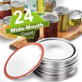 Nlaahce 750139223299 Wide Mouth Mason Jar Lids Canning For Ball Kerr Jars - 24-count Silver