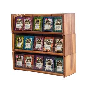 Cbj-001 Nlhl Acacia Wood Tea Bag Organizer Box 3 Tier Stackable Ho