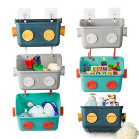 No-bathtoystoragebasket-3c6p Noamus 6 Pack Bath Toy Storage Organizer Basket 3 Layers Green Blue Grey