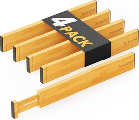 14zzb-01bt-4lzz Nobrand Adjustable Bamboo Drawer Dividers With Labels Expandable 17-22 In 4 Pack