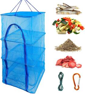 Nobrand 426826248288 Foldable 4-layer Hanging Drying Net For Fruits Vegetables Herbs - Blue