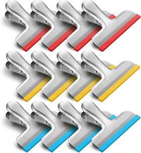 Nobrand 526766535117 12 Pack Silicone Steel Chip Clips - No Sharp Edges Color Coded