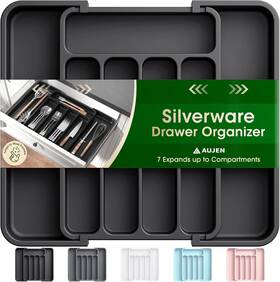 Nobrand 553232588667 Expandable Adjustable Kitchen Drawer Organizer For Utensils Cutlery Black