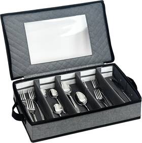 Z-dch-300ddg-404 Nobrand Flatware Storage Case With Dividers 5 Compartment Cutlery Holder Light Gray