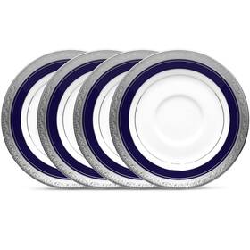 Noritake 037725602905 Crestwood Cobalt Platinum Saucer 6 Inch Set Of 4 In Blue/white