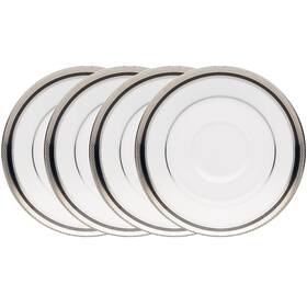 Noritake 037725603148 Austin Platinum Saucer 6 Inch Set Of 4 In Black/white