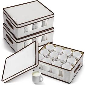 Rux-norme-0938 Norme 3 Pcs Mug Storage Box With Dividers 12 Compartments Lid Han Rux-norme-0938 Norme 3 Pcs Mug Storage Box With Dividers 12 Compartments Lid Han