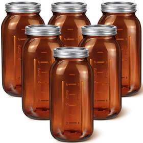 Rux-norme-40 Norme 6 Pcs 64 Oz Glass Mason Jars Canning Container Amber