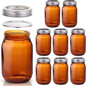 Rux-norme-41 Norme 8 Pieces Amber Mason Jars 16 Oz Glass Jar With