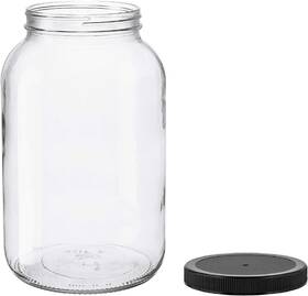 North Mountain Supply 810045265490 1 Gallon Glass Jar Wide Mouth With Black Plastic