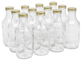 C16sgd North Mountain Supply 16 Ounce Glass Sauce Bottle - With 38mm Gold Metal