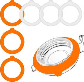 241341-us Notoke 6 Pcs Silicone Jar Gaskets 3.75 Inch Rubber Seals Rings For Glass Orange And White