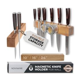 Novaware 369998079506 Premium 16 Inch Magnetic Knife Holder For Wall With 2x Storage And Ch... Fast Ship