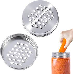 1029978 Nqeuepn 2pcs Mason Jar Grater Lid Shredder Reusable M Silver