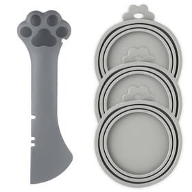 94774 Nqeuepn 3pcs Pet Food Can Covers Lids With Cute Paw Shaped Spoon Op