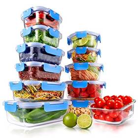 Nutrichef 842893133829 Ncglbu 24-piece Glass Food Storage Containers - Stackable