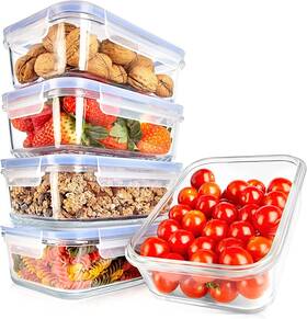 Ncclx5b7 Nutrichef 5 Sets Glass Food Container With Pp Lid