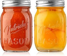 Ncmsj2 Nutrichef 2-pack 16 Oz Mason Jars With Lids - Thick Glass 2 Pack Clear