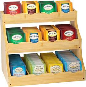 19263 Nutuni Bamboo Tea Organizer Bag For Cabinet 3-tier Holder Store