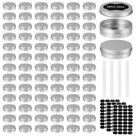 Obkjj 752574908250 78 Pcs 2 Oz Aluminum Tin Cans Round With Screw Lids Refillable Co