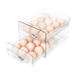 Ob-11007 Obsoorth Egg Holder For Fridge 24 2 Layers Stackable Clear Eggs Organizer Contai